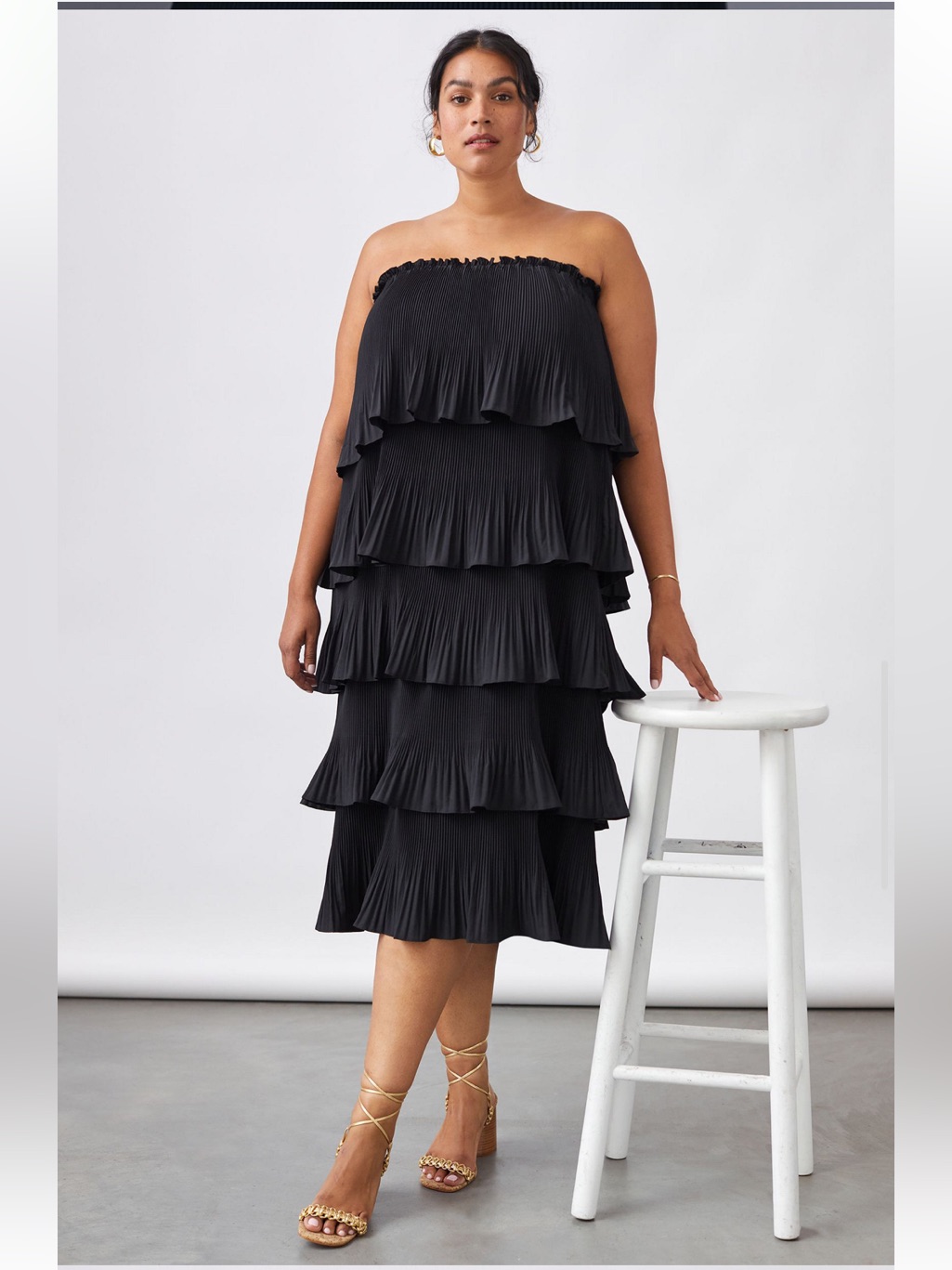 Nwt Anthropologie Size L Midi Dress In Black
